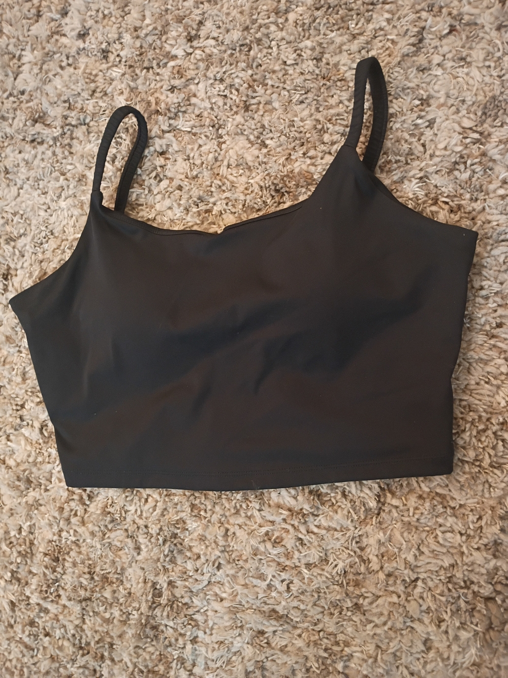 Black Seamless Crop Sports Bra with Thin Straps Size XL